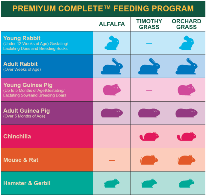 PremiYum complete feeding program chart