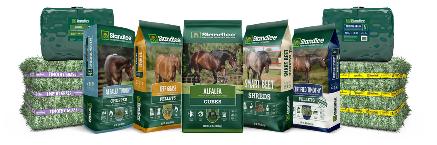 Standlee forage product array showing forage forms.