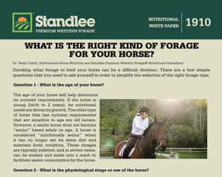 Preview of What is the Right Kind of Forage for Your Horse nutritional paper