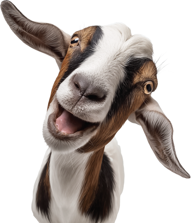 Happy goat tiling head.