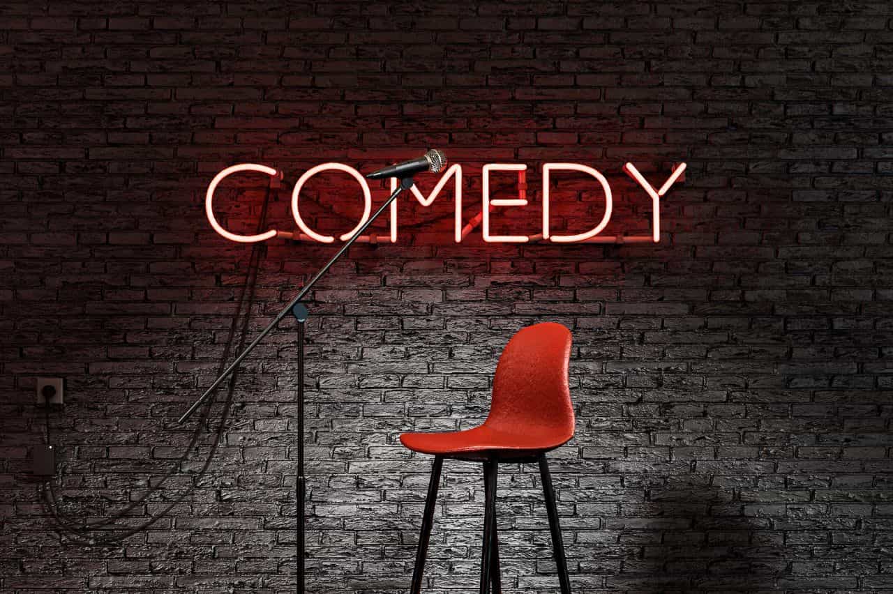 Stage set with chair and microphone