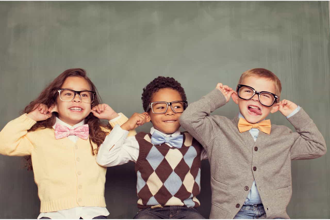 Three kids making silly faces