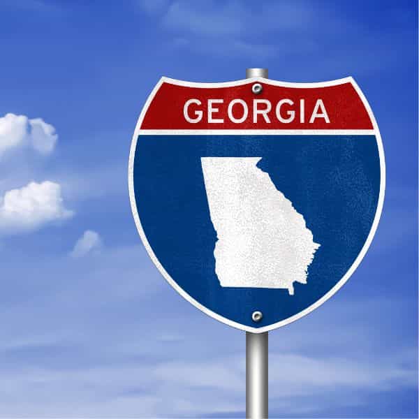 Road sign with State of Georgia icon
