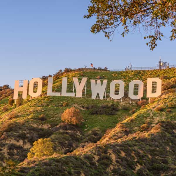 Hollywood sign on a nice day at sunrise